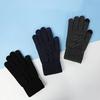 WTEMPO 1Pair Men's Winter Knitted Cold-proof Windproof Full Finger Gloves Touch Screen Fleece Warm Outdoor Cycling Gloves