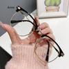 Men's Prescription Glasses Half-frame Silver Black Anti Blue Lightweight Myopia Glasses Fashionableabley Timeless Nearsighted Glasses -1.0 to-6.0