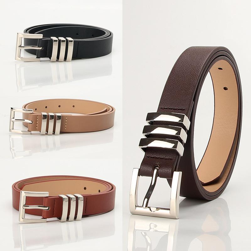 Womens Classic Faux Leather Belt With Square Pin Buckle Stylish Accessory For Casual And Work Looks
