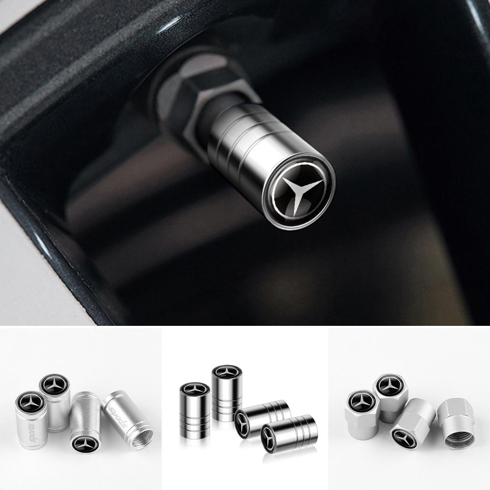 4Pc Car Metal Wheel Tire Air Valve Dust Caps Accessories for Mercedes-Benz Maybach E-Class C-Class S-Class S450 S560 S600 S680