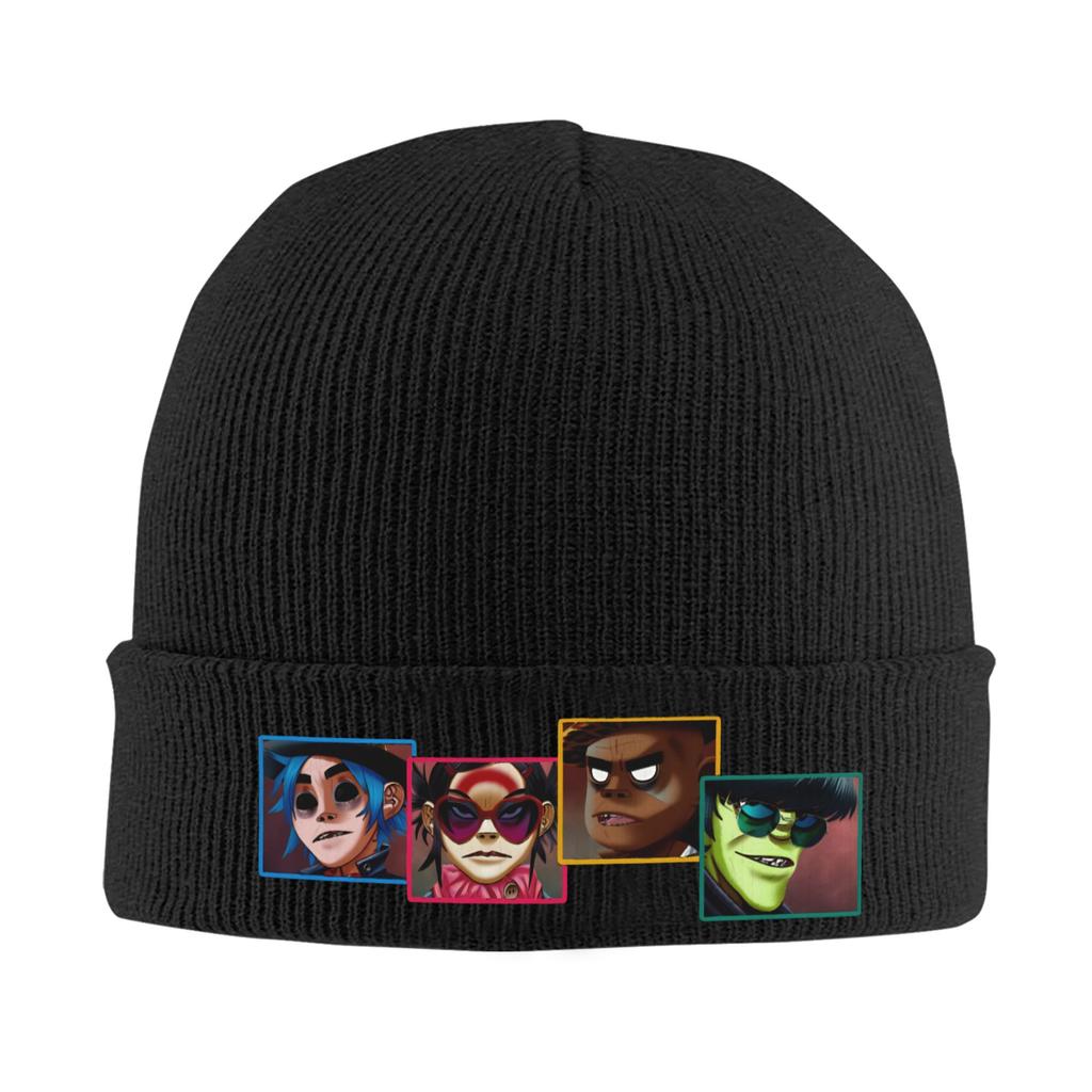 Gorillaz  Beanie Hats  Bonnet Hats Unisex Adult Casual Hippie Knit Hat Winter Printed Warm Soft Caps