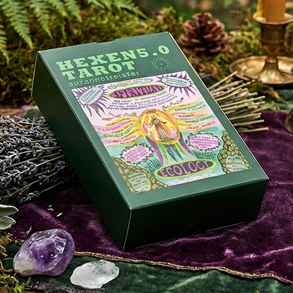 HEXEN 5.0 Tarot Deck, 78 Pcs Tarot Cards Based on Alchemical Art, Tech-Spirituality & Climate Crisis 12*7cm Double-embossed