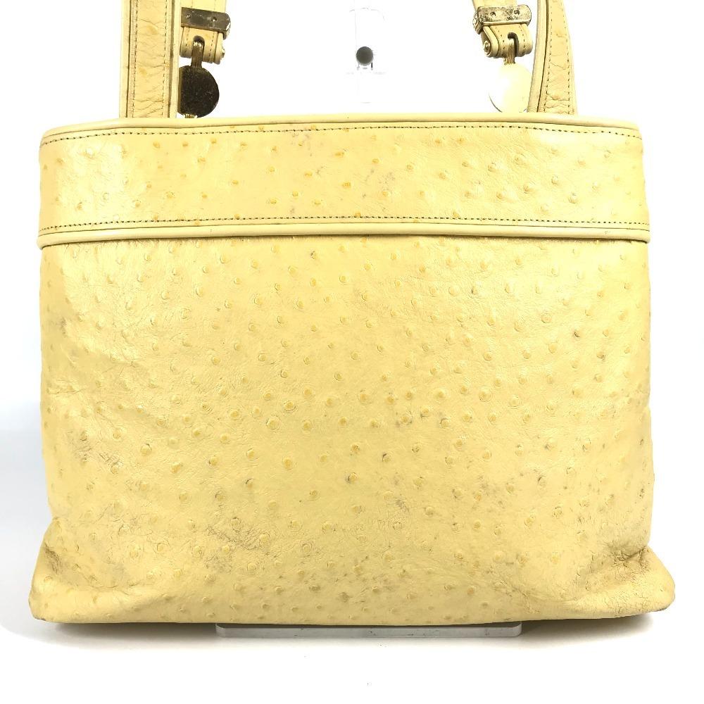 VERSACE vintage Sunburst logo Bag Tote Bag Shoulder Bag Embossed Leather yellow