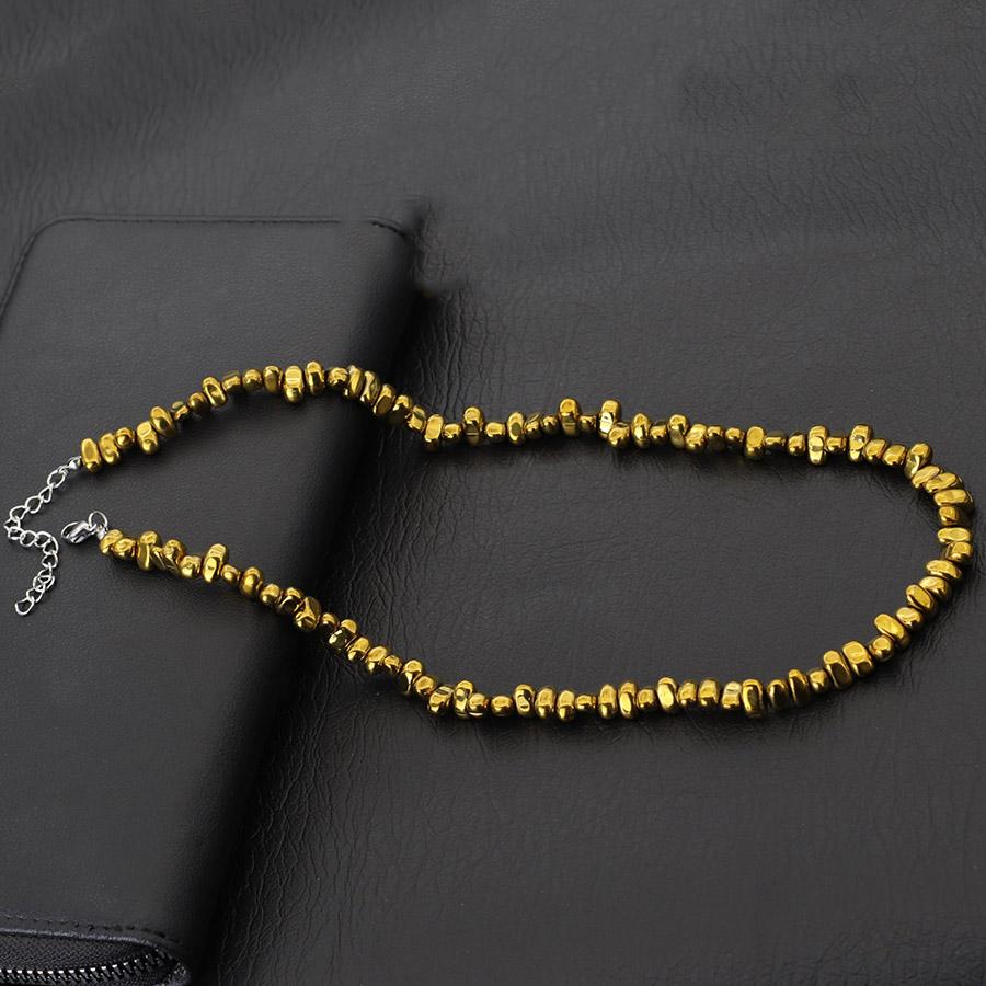 

Fashion 8mm Irregular Natural Hematite Men Necklace 18 Inches Short Colar Healing Jewelry Casual Accessories Gifts For Boyfriend