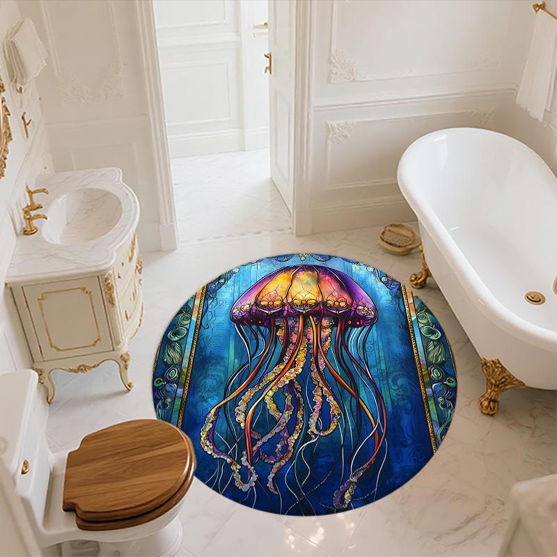 Marine Animals,Round Area Rug,Carpet Rug for Living Room Bedroom Sofa Playroom Decor,Non-slip Floor Mat
