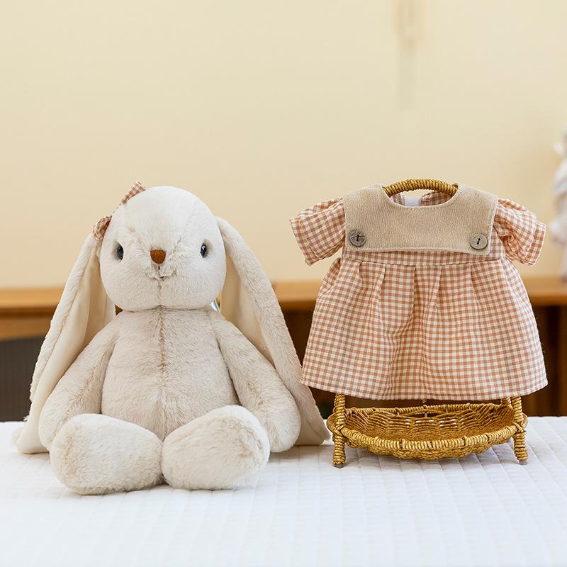 Super Cute Plaid Skirt Lily Rabbit Plush Toys for Girlfriend Valentine's Day Gift Bedroom Ornaments Hang Ear Rabbit
