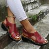 Wish spring and summer fashionable retro women's sandals car line light soft sole wedge heel comfortable sandals