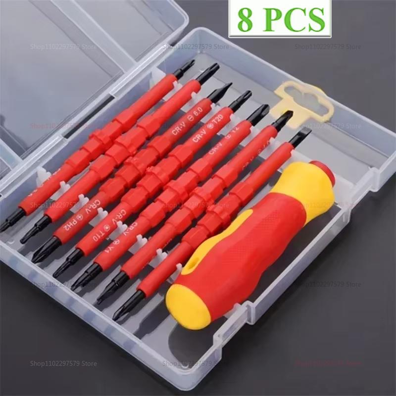13pcs 8pcs Electrician Repair Tools Kit 1000V Insulated Changeable Screwdrivers Set Magnetic Bits Multi-Tool for Electrical Work