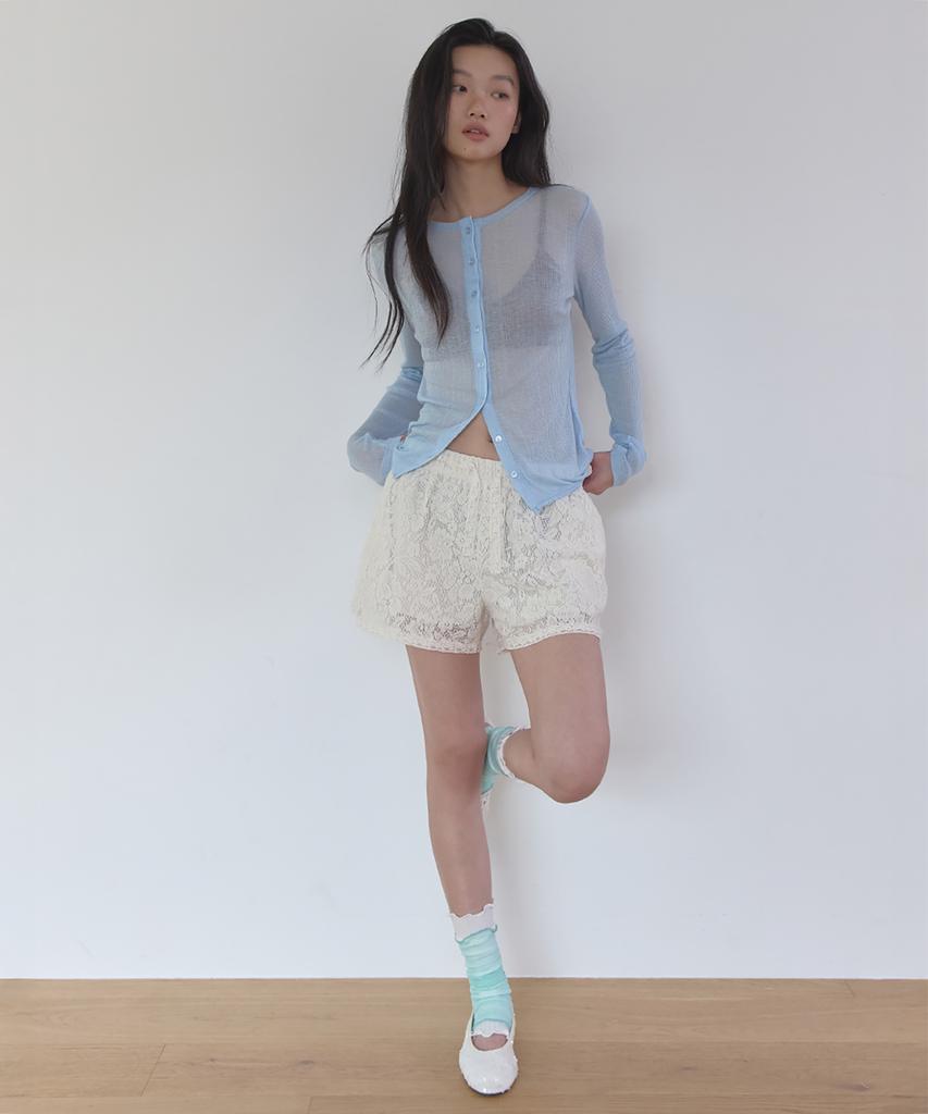 Lonkeu Floral Lace Banding Shorts (Ivory)