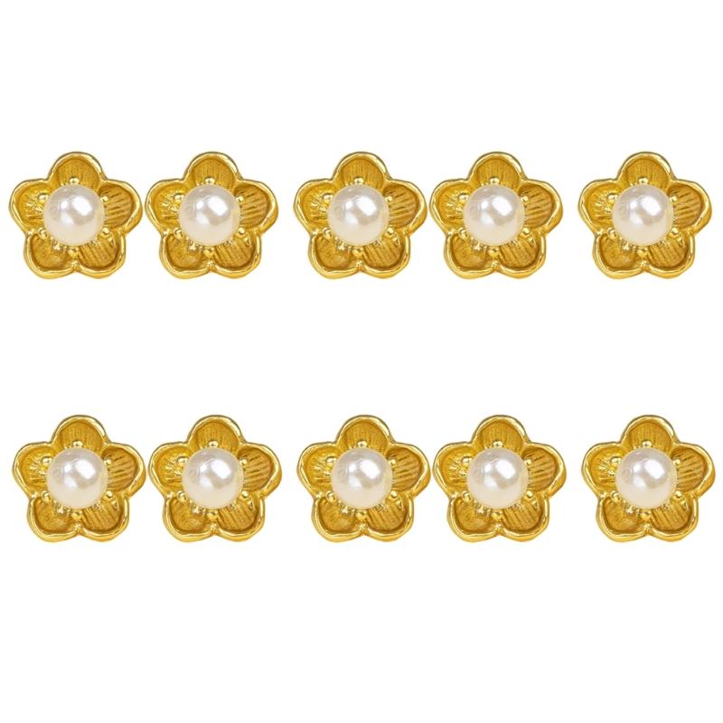 

Alloy Pearls Button With Peach Flower Clasps For Craft Sewing Accessories золотий