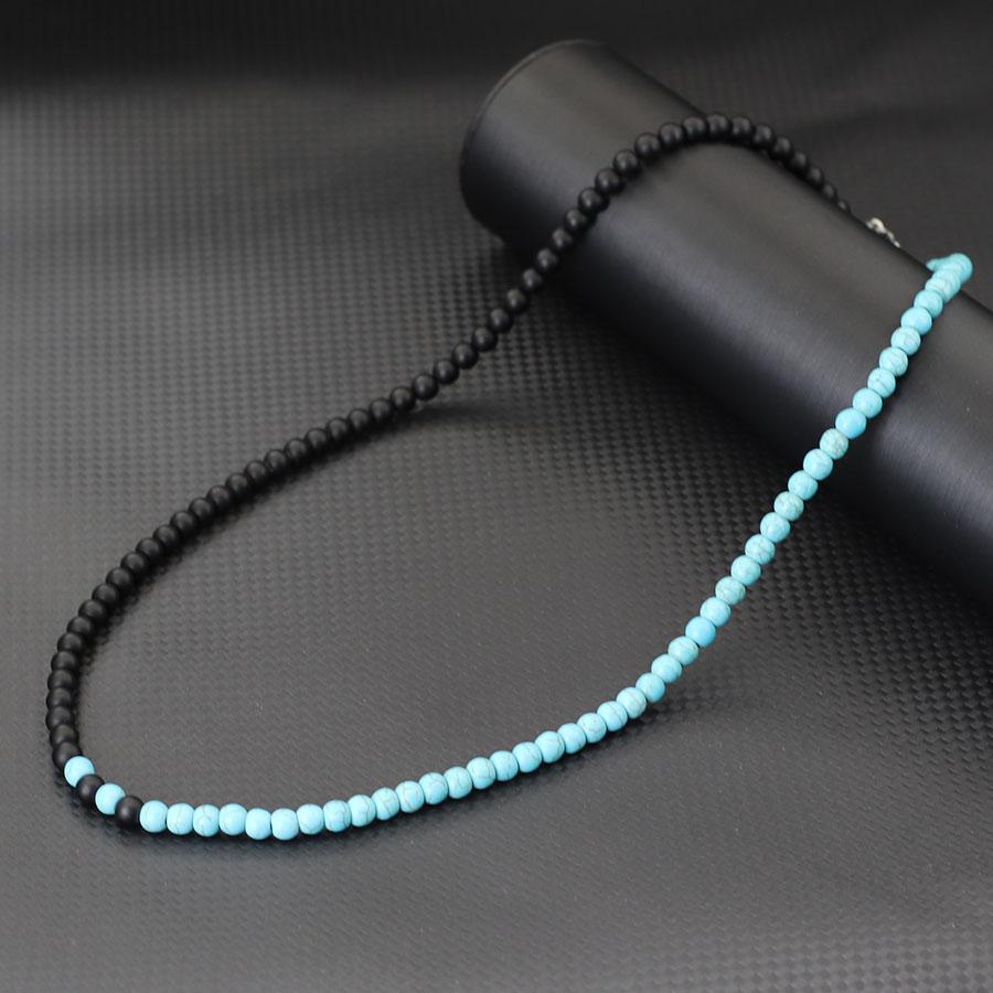 Nuova Collana Bicolore Bianco Nero Per Uomo Fibbia in Acciaio Inossidabile 24 Pollici 6mm Occhio di Tigre Lava Pietra Ematite Collare Curativo