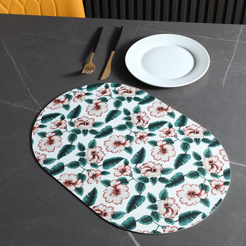 Table Mat PU Leather Placemat Nordic Style Print Waterproof Oil Proof Non Slip for Home Kitchen Wedding Dining Settings