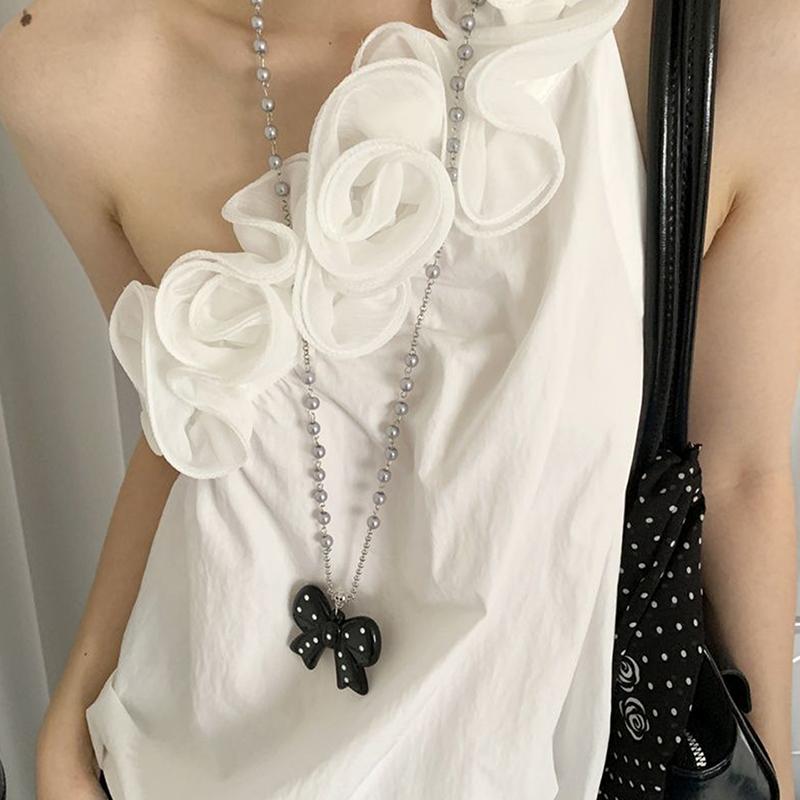 Bow Pendant Long Necklace For Women Light Luxury Sweater Chain Jewelry