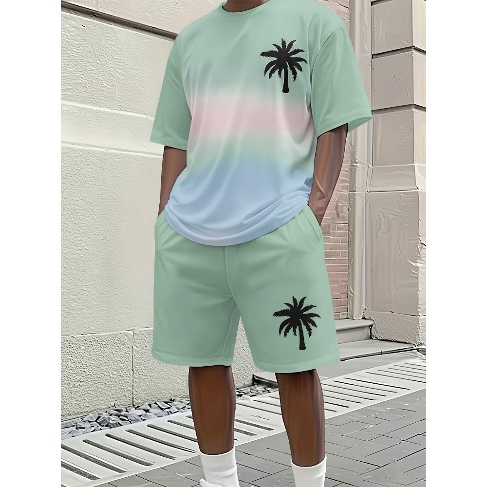 Men s Digital Printed Round Neck Short Sleeve Set 2XS