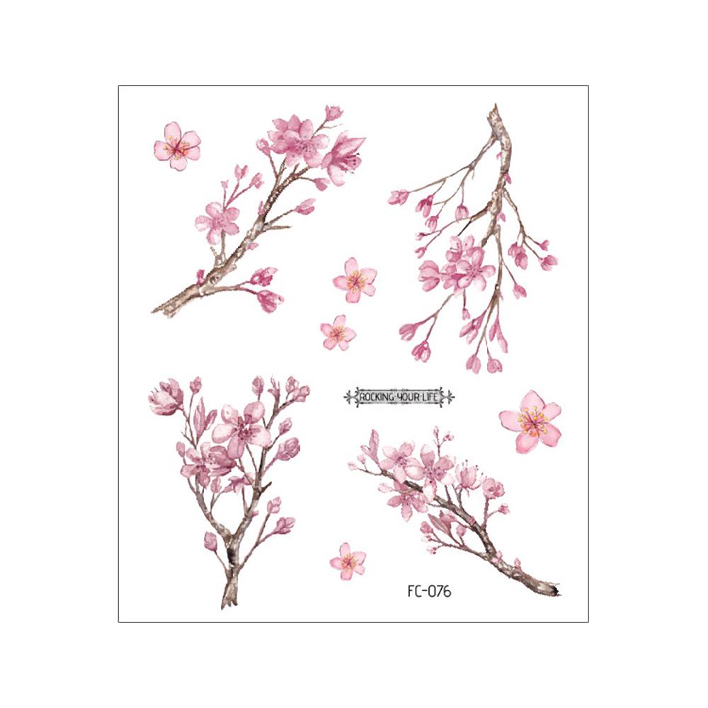 Waterproof Cherry Blossom Tattoo Sticker - Elegant Small Fresh Flower Design for Arm or Collarbone