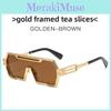 Cyberpunk Square Sunglasses With Gold Metal Frame Uv400 For Summer Outdoor And Events