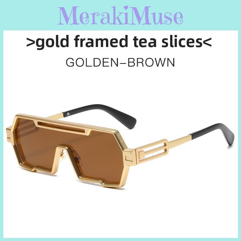 Cyberpunk Square Sunglasses With Gold Metal Frame Uv400 For Summer Outdoor And Events