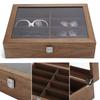 8 Grids Glasses Storage Box Wooden Sunglasses Display Case Travel Jewelry Organizer