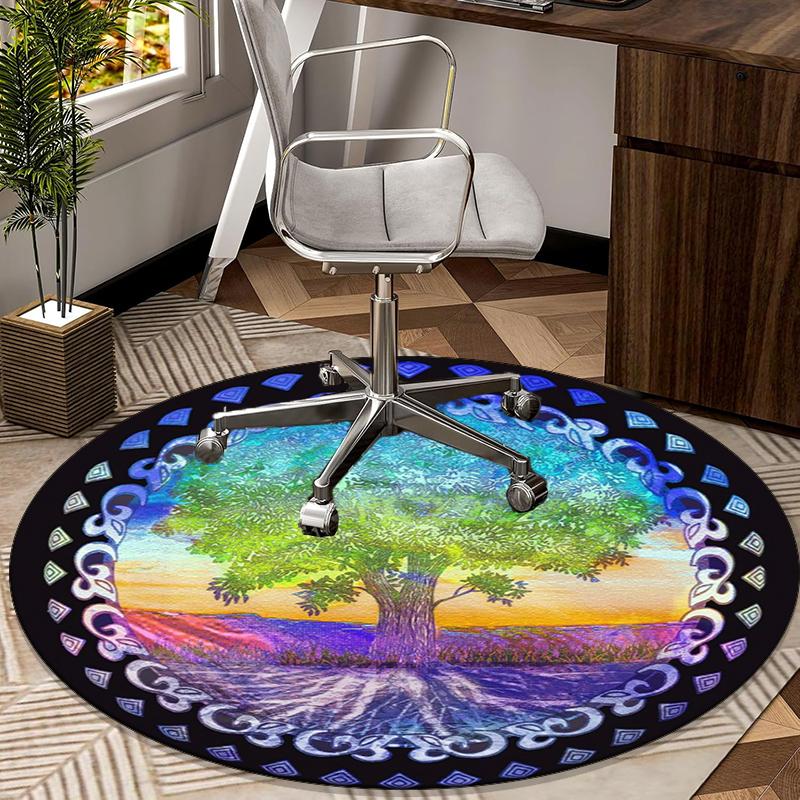 Yin-yang Tree Of Life Round Carpet Chair Cushion Round Entryway Rug, Soft Round Rugs for Living Room, Bedroom, Circle Carpet Decor Gifts
