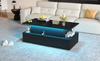 100*50*40cm Hebbbarer Couchtisch mit 4 Schubladen, Hochglanz Beistelltisch mit LED, Wohnzimmertisch mit verstecktem Stauraum, Schwarz, MDF