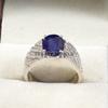 Blue Sapphire Oval Cut Gemstone With 925 Sterling Silver Ring For Men's #B616 JL375686512878