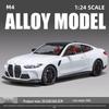 1:24 BMW M4 Diecast Car Model with Shock Absorption, Pull-Back, Steering, Sound, and Light Features.