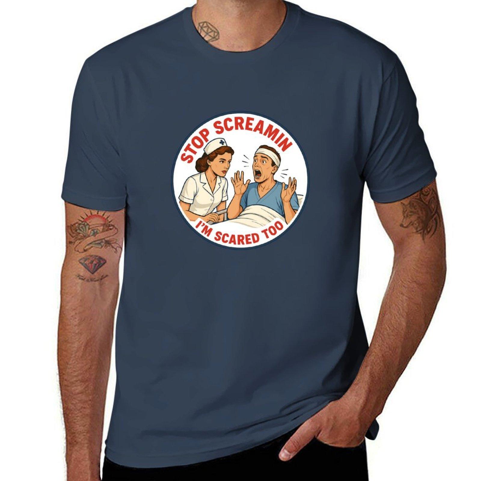 Screamin too Im Stop scared TShirt Sporty Breathable Short Sleeve TShirt S
