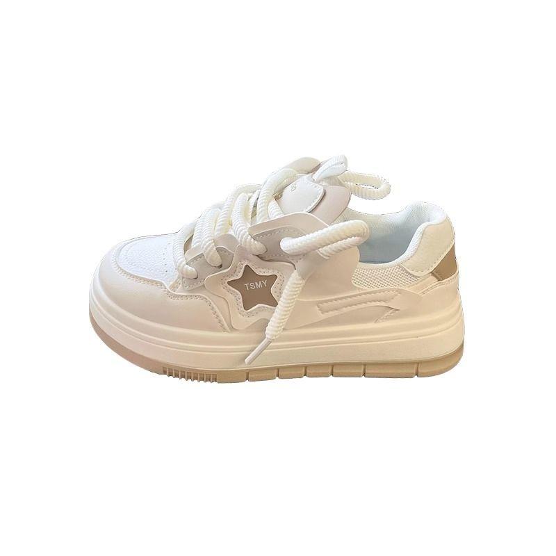 Women Platform Sneakers Star Design Lace Up Skateboard Flat Outdoor Comfortable Running Sports Shoes Tennis Jogging Sneakers