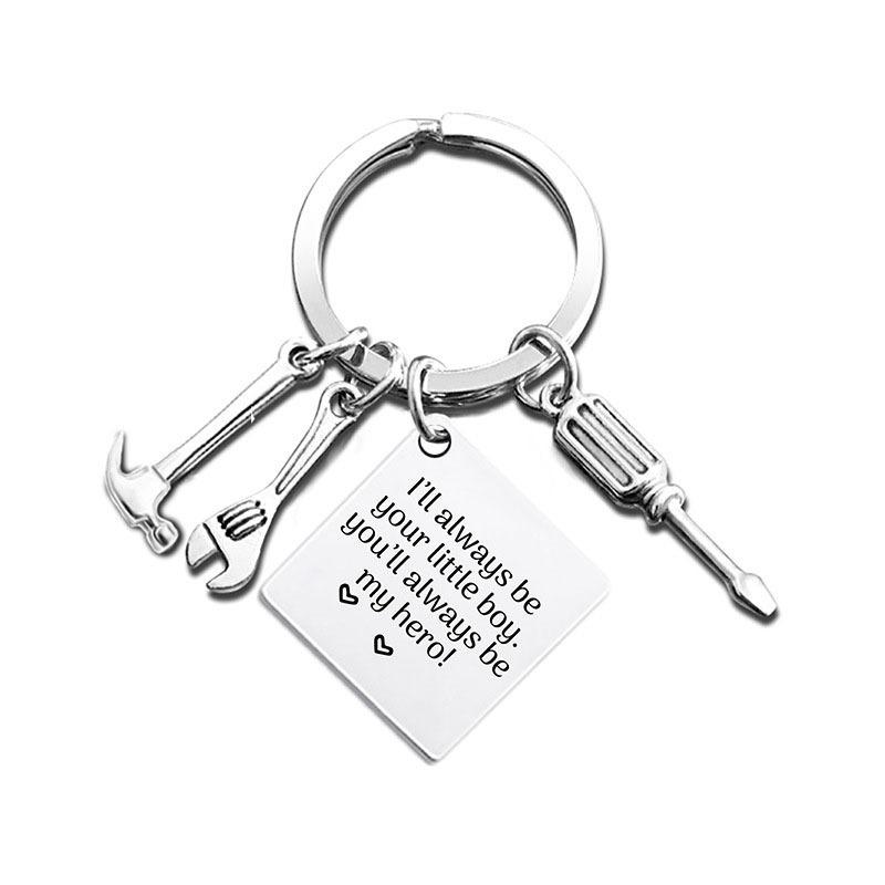 

Stainless Steel Keychain Fathers Day Grateful Festival Laser Small Gift for Dad Stainless Steel Keychain for Backpack Bag Pendant 2.5*2.5CM