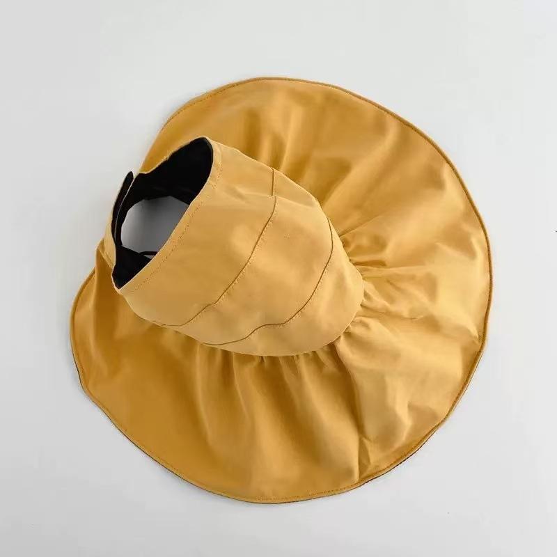 Vinyl Empty Top Sunscreen Fisherman Hat Children Spring and Summer New Outdoor Travel Anti-ultraviolet Face Cover Big Brim Sun Hat