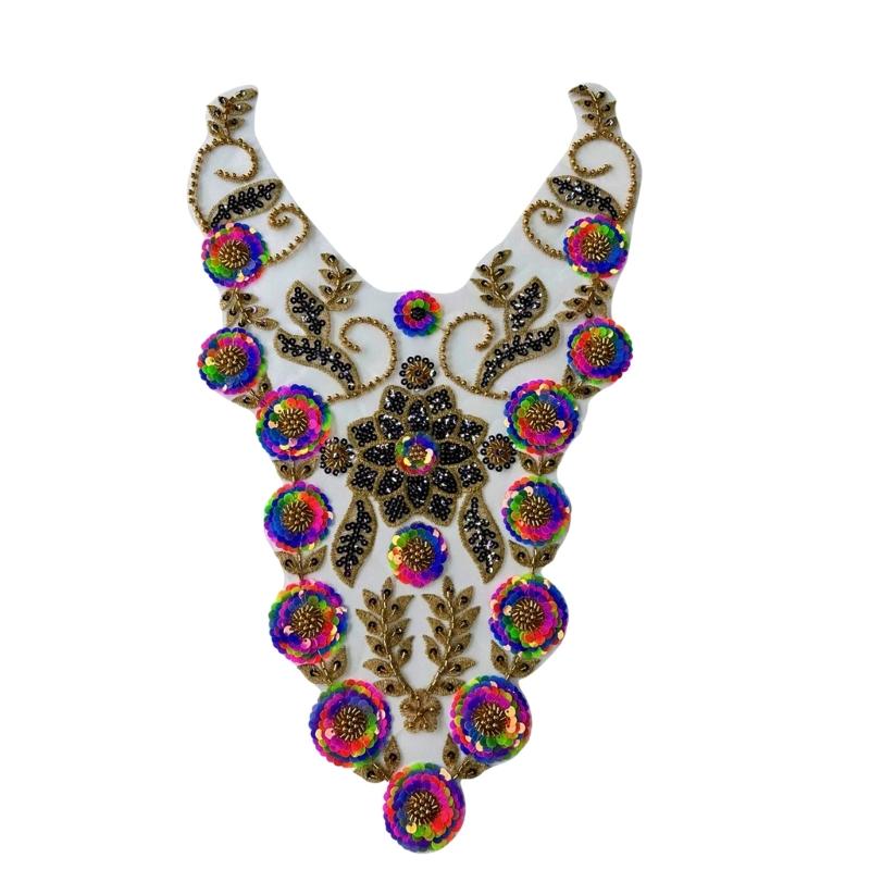  Embroidered Beads Applique for Wedding Dress Evening Gown Sew on Collar Patches Beaded Sequins Sew on Patches Applique