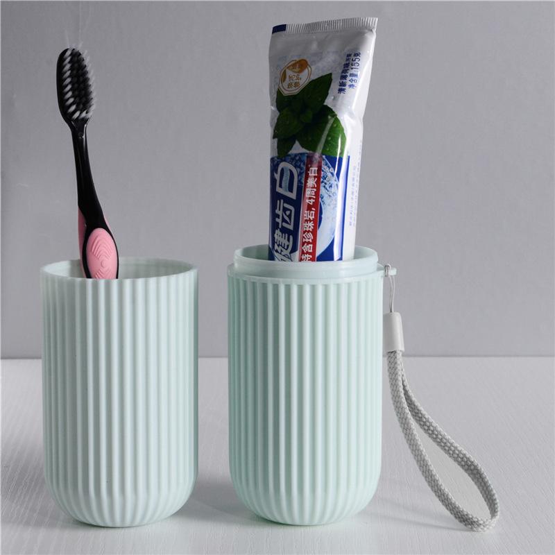 1-3PCS Vertikale Gestreiften Tragbare Waschen Tasse Reise Zahnbürste Box Zahnpasta Lagerung Rohr