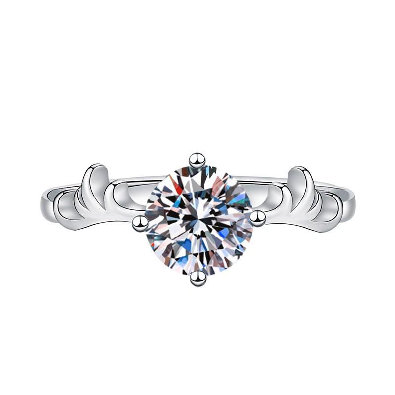 Open Adjustable European and American Style New Imitation Mosane Diamond Adjustable Girls' Ring Fashionable Creative Ring