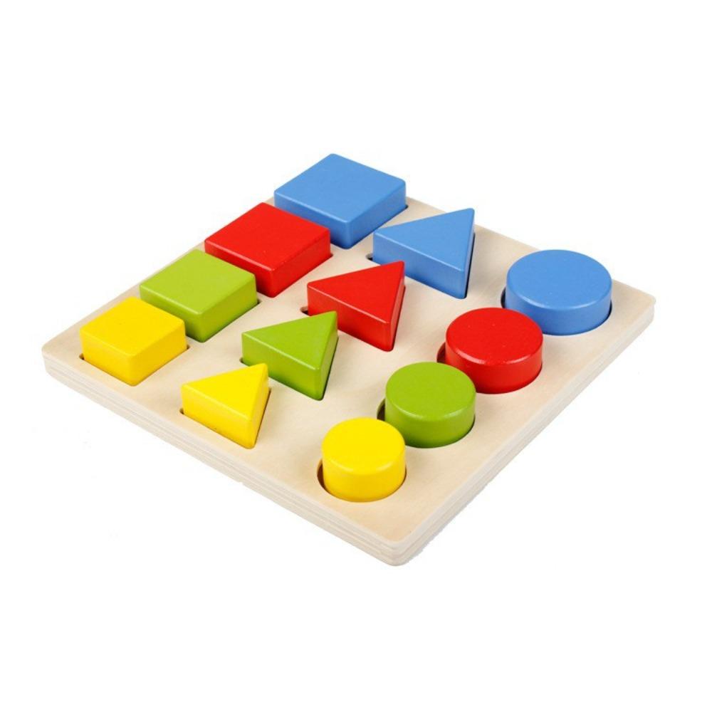 Children's Early Education Educational Wooden Toy Color Geometric Shape Puzzle Shape Building Block Matching Toy
