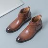 British Men's Trendy Shoe Designer Brand Men's Chelsea Boots Interview Business Short Boots Banquet Men's High Top Dress Shoes