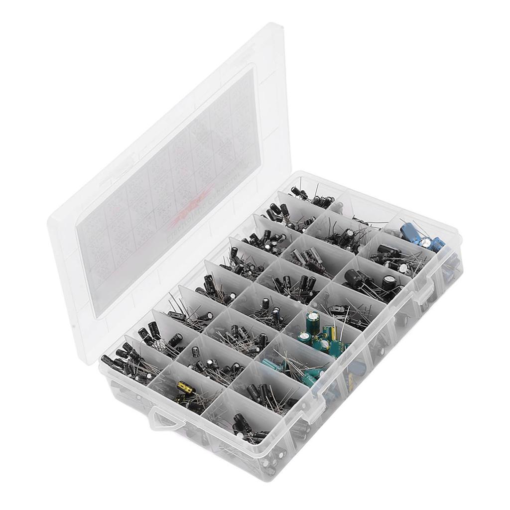 630Pcs Aluminum Electrolytic Capacitor Kit Assortment Box 24 Value 0.1uF?1000uF for DIY