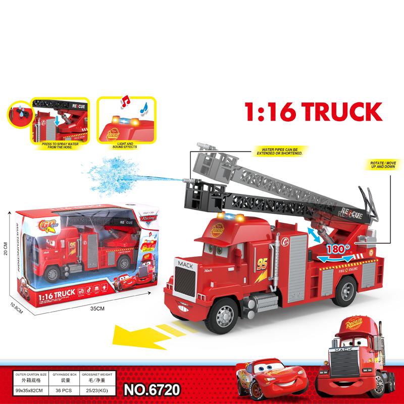 1:16 Anime Pixar Cars Toy Set Lightning Mcqueen Super-Liner Fire Engine Model Parent Child Interactive Toy Desktop Ornament Gift