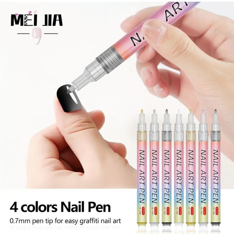 Fingernail Art Pens 12 Colors Quick-Dry Waterproof Nails Markers for Gel Nails Painting Liner & Home Salon Nails Art Tools