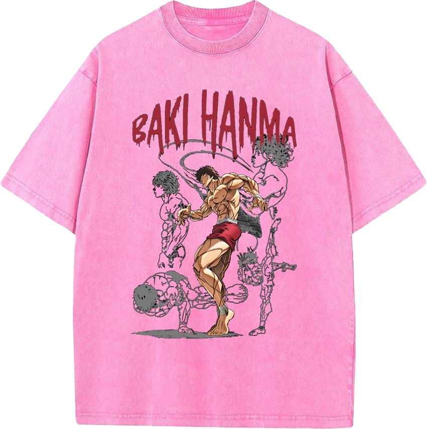 

Anime Baki Hanma Baki Cool Printed Tshirt Men Manga Vintage Tshirts Washed Cotton Tee Harajuku Male Casual Oversized T Shirt S