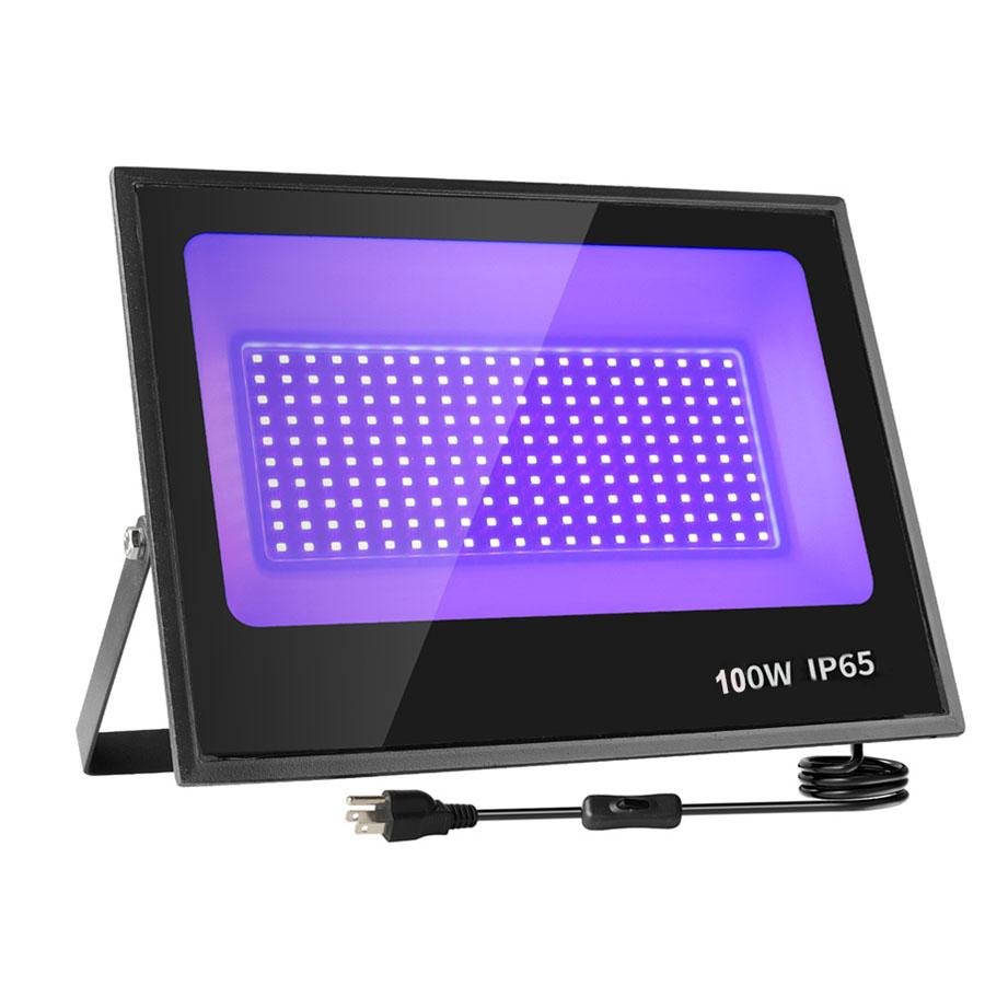 50W 100W UV LED Black Light with Switch Plug Outdoor Ultraviolet Blacklight Flood Light for Aquarium Stage Party Supplies Decor