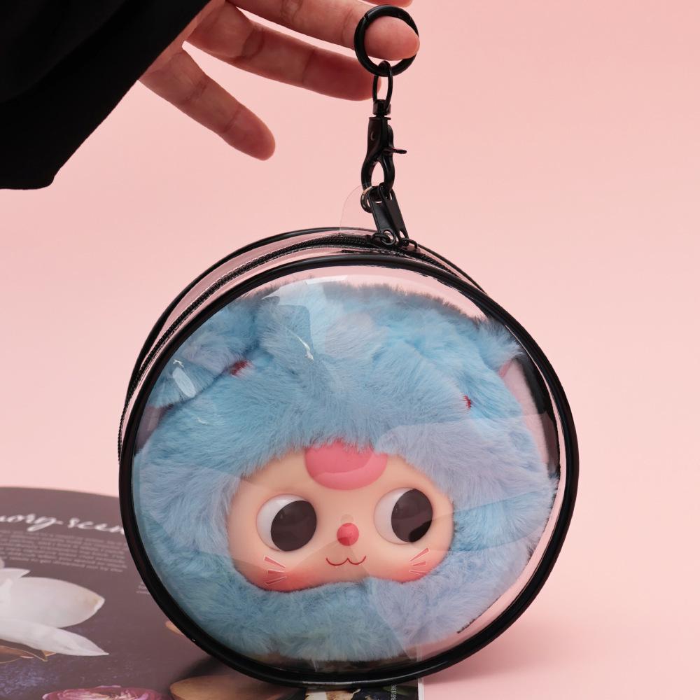 10cm Cotton Doll Ita Bag - PVC Transparent Round Carrier for 14cm Dolls