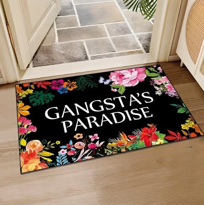 1Pcs Anti Fatigue Kitchen Rugs,Floral Black Cat Print Waterproof Non-Slip Thick Cushioned Kitchen Mat Heavy Duty Comfort Standing Mat for Kitchen
