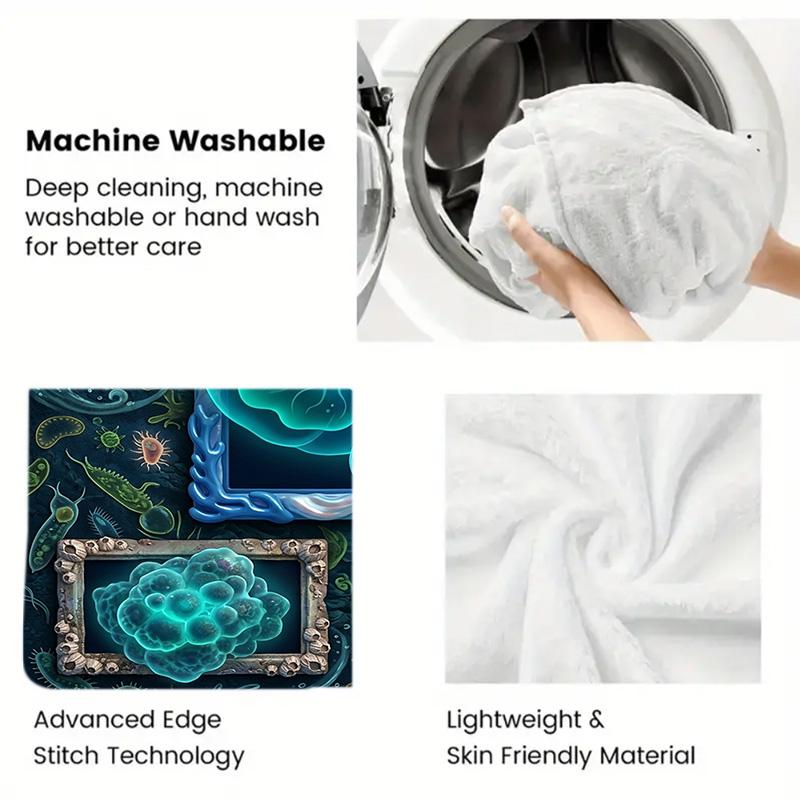 Microbial Artistry 2D Flat Pattern Flannel Blanket, High Quality All Seasons, Home Decor, Warmth and Comfort, Perfect for Christmas Gifts.