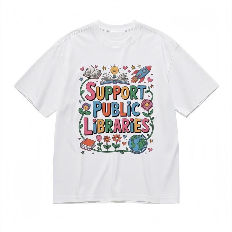 Women's Soft Fashion Classic T-Shirt Public Library Advocacy Print Design Tee