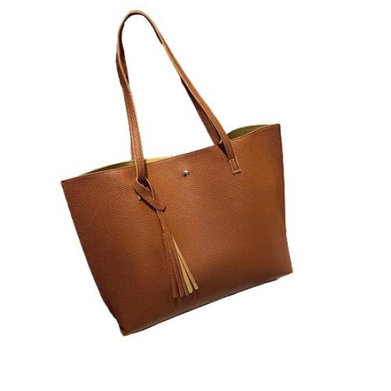 

Aspade Women s A4 Tote Bag, Large Capacity, Lightweight, Stylish, Cute, Shoulder Bag, Black, Divided, Waterproof, PV Leather, Gift, Suitable for