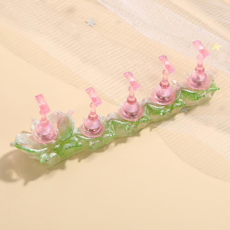 1 Set Lotus Laser Aurora Ice Clear Magnetic Nail Tip Display Stand For Manicure Press-On Nail Training Acrylic Showing Shelves