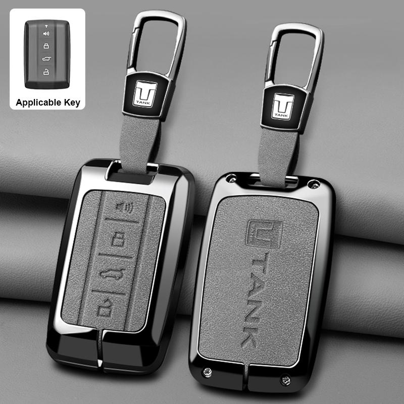 Zinc Alloy leather Car Key Case Cover Shell Fob for GWM Tank 300 500 Protective Remote Key Bag Keychain Car Interior Accessories