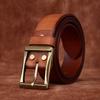 Retro Style Belt American Hand-Frosted Men'S Belt First Layer Pure Cowhide Copper Buckle Jeans Genuine Leather Belt