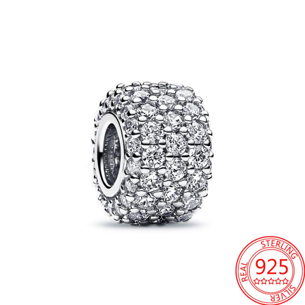 Full Of Zirconium Copper Rose&Lotus&Crown&Bow&Feather Heart&Turtle&Thick Wide Beads Fit Brand Bracelet Diy Jewelry