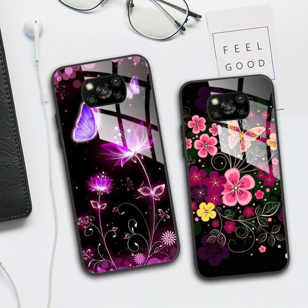 For Xiaomi Poco X3 X 3 Pro NFC X3Pro Pocox3 Pro Stylish Painted Cover Tempered Glass Phone Case For Poco X3 Pro Back Cover Coque